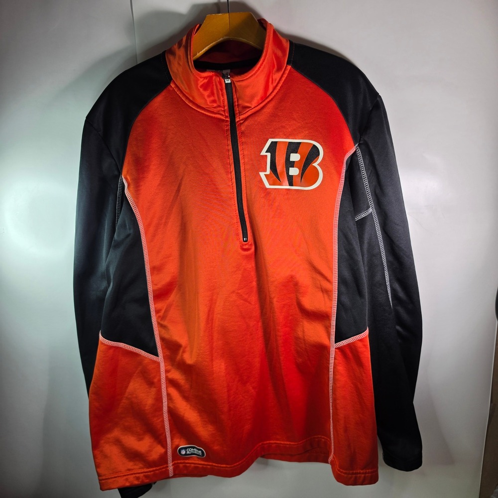 NFL Team Apparel Cincinnati Bengals Combine Authentic 1/2 Zip Fleece Jacket XL